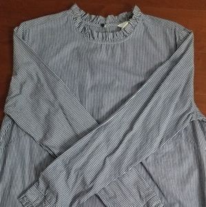 H&M Striped Ruffle Neck Blouse